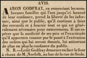 1833 advert in L'Impartial