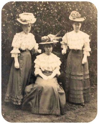 The postcard was added to the site in 2021, and three years later Mike came upon this photograph of the three Gibaut sisters of Egypt Farm, Clementina, Edith and Irene