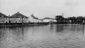 Tennis courts at Greve d'Azette flooded in 1961