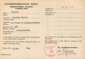 Wilfred Pallot Becquet's Occupation curfew card [1]