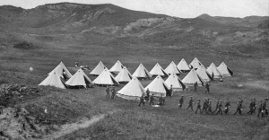 A camp on the St Ouen's Bay sand dunes