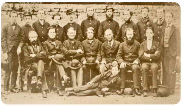 William Norris (1820-1884) was seated in the centre of this group of postmen photographed in 1870. He moved from Jersey to Watford, where he married Mary Betts (1816-1889) in 1844. They had five sons and two daughters