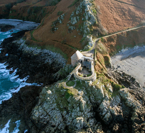 Two drone photographs of the fort ...