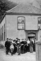 The congregation leaves the old St Aubin Methodist Church