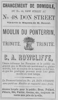 An 1891 advert for Moulin du Ponterrin, Trinity