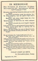 Eulogy by the poet, Philip John Le Geyt, on the occasion of the death of his half-sister, Marguerite Houghton, née Le Geyt, (1810-1890)