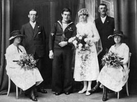 The wedding of Philip John Carrel (1895-1972) and Lydia Eunice Carre (1899-1929)
