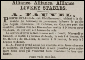 Alliance Stables proprietor announced a Sunday omnibus service from town to St John in Chronique de Jersey in 1874, in addition to existing services during the week