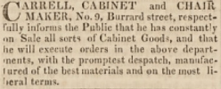 Cabinet maker Mr Carrell was at 9 Burrard Street in 1832