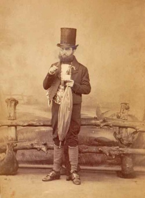 A man photographed in costume by Asplet and Green, c 1870