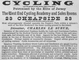 1895 advert for cycle business launched by Charles Le Sueur at Cheapside