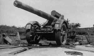 A large gun emplacement by St Ouen's Church
