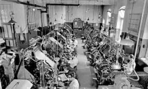 The newspaper's Linotype machines in 1960