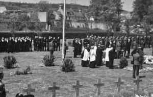 A burial ceremony in the military cemetery