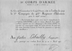 WW1 commendation for Auguste