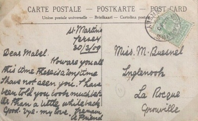 A card sent to Mabel Buesnel in 1909