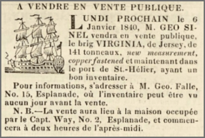 The brig, Virginia was sold at auction in January 1840