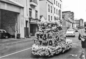 A Battle of Flowers float in Gloucester Street in the 1960s