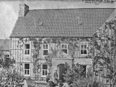 A photograph taken on 30 March 1880. Outside the door are Edwin Jervoise Francis Collas and his wife Laura Charlotte, nee Braithwaite. At the upper winter is their one-year-old first son, William John Jervoise Collas, being held by an unknown woman
