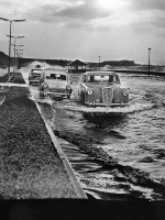 Victoria Avenue flooded at high tide on a stormy day in January 1962