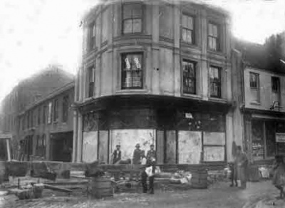 The junction of Burrard Street and Don Street in 1913. We believe that this is where James Pool's auction house was situated in the 19th century