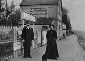 The stationmaster at Pontac, his wife and the family cat