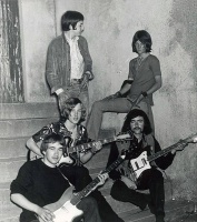 Sonic Workshop, later Mother Nature's Sons, on the steps of Hilgrove Hall in Gorey, also called the Etoile discotheque, in about 1970