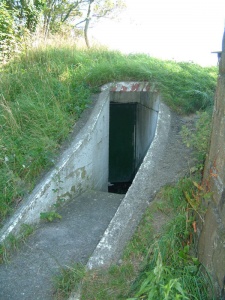 The entrance to the German bunker built alongside the tower