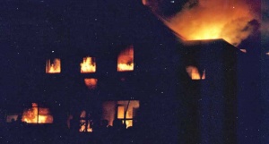 The derelict Quatre Bras Hotel, while awaiting demolition, was dressed to look fully ablaze by the BBC film crew in 1990 for a scene in the final episode of Bergerac