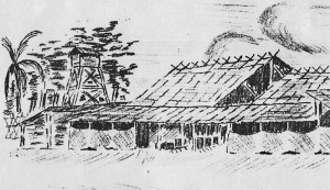 A fellow prisoner's drawing of the camp