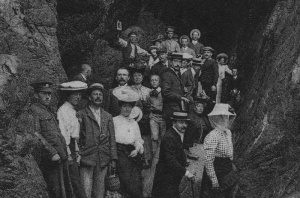 Edwardian visitors to the caves at Greve de Lecq