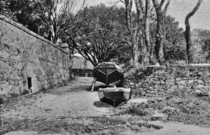 The slipway next to the church at the western end of the bay