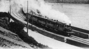 Train on seafront at Gorey