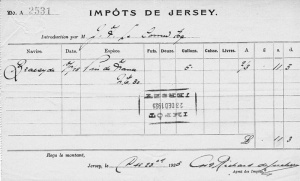 Impots receipt for Mr Le Cornu in 1925