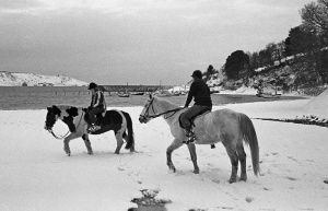 A snow-covered St Brelade's Bay in January 1979