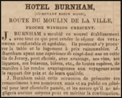 James Burnham's hotel was at Robin Hood in what is now called Val Plaisant