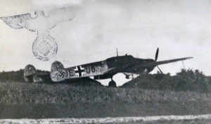 Another copy of the same photograph with a German eagle and swastika stamped on it. The origins of this picture are uncertain