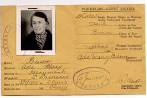 Occupation identity card of Ada Bisson, nee Vibert