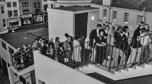 Queuing to reach the lower cable car station