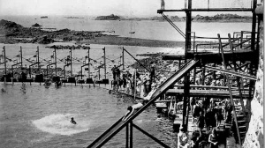 The pool water slide in the 1930s