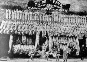 T L de Faye's butcher's shop was established in the New Market in 1821. This picture was taken about 1897