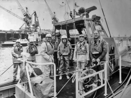 The lifeboat crew in a 1984 Jersey Evening Post photograph