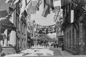 A celebration arch in Library Place