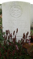 The grave of Great War casualty William John Gallichan at Poelcapelle British Cemetery, Belgium