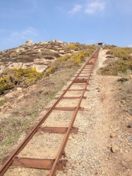 Narrow gauge rail track at La Moye Quarry