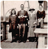 The Bichard family on board ship