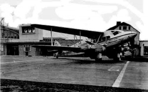 DH86 at Heston in 1935, just arrived from Jersey's beach airport