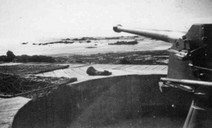 A tank turret forming part of the defences