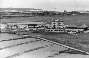 An aerial view of the Airport with St Peter's Barracks in the background
