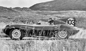 D-Type Jaguar at a St Ouen's Bay sprint in the 1970s
